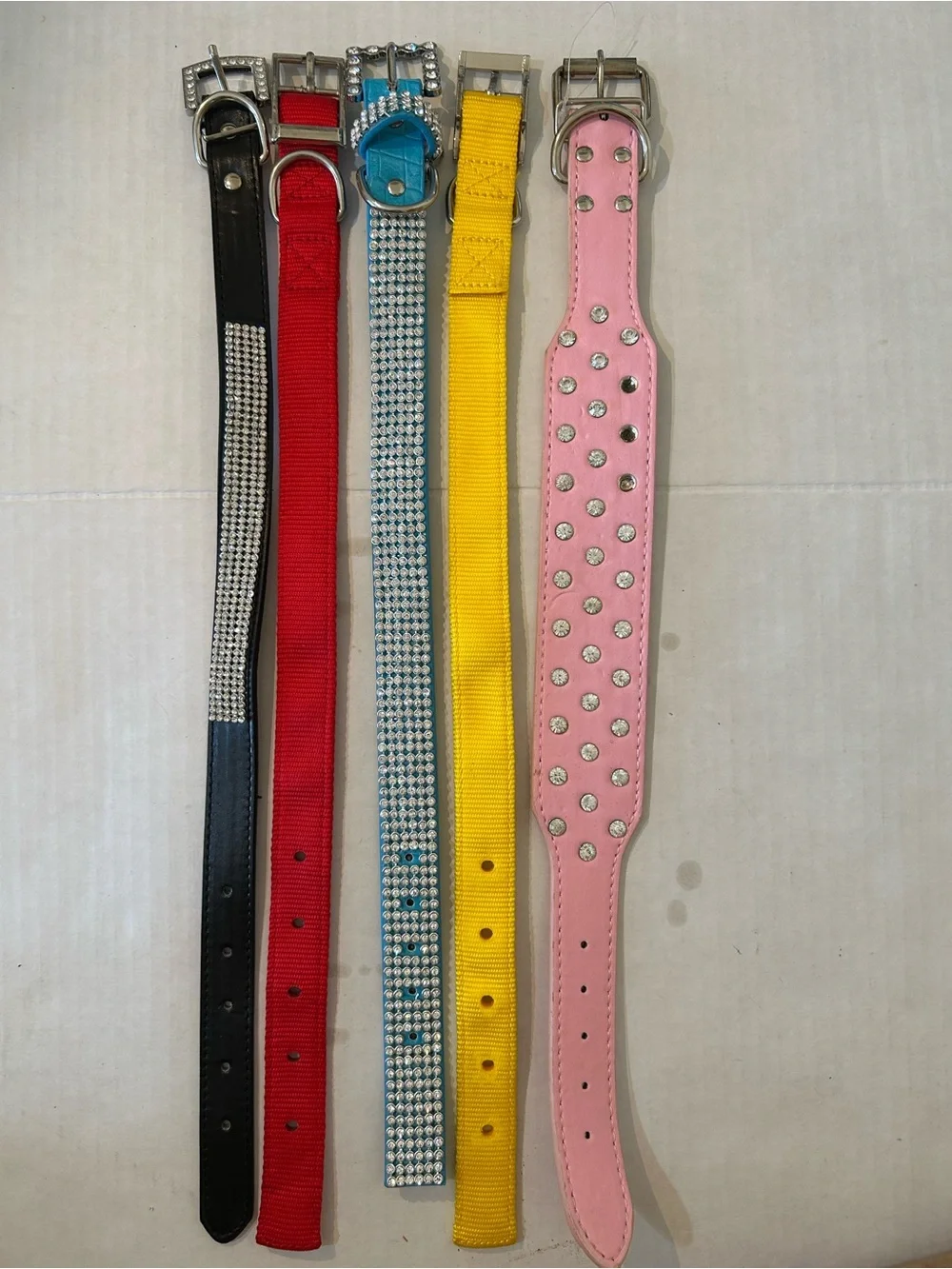 Rhinestone Accent Pet Collar - Black, Red, Blue, Yellow, Pink
